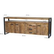 Dressoir Nairobi Mangohout Naturel hout 210x45x80 cm-Dressoirs-Livingfurn