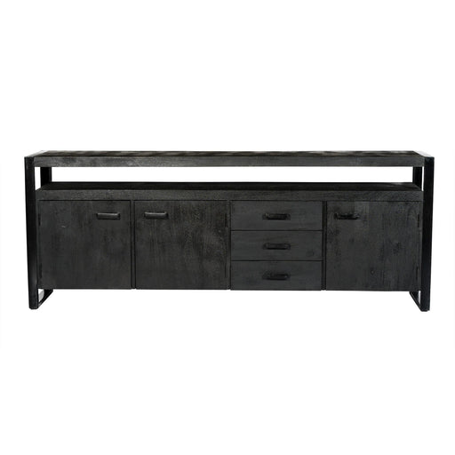 Dressoir Norris Mangohout Zwart 43x210x80 cm-Dressoirs-Livingfurn