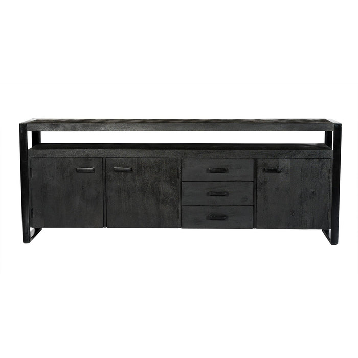 Dressoir Norris Mangohout Zwart 43x210x80 cm-Dressoirs-Livingfurn