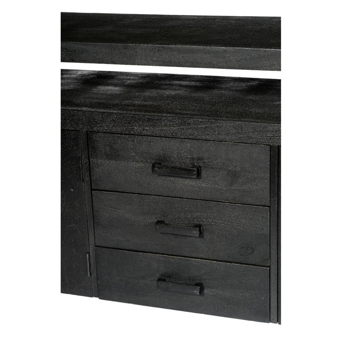 Dressoir Norris Mangohout Zwart 43x210x80 cm-Dressoirs-Livingfurn