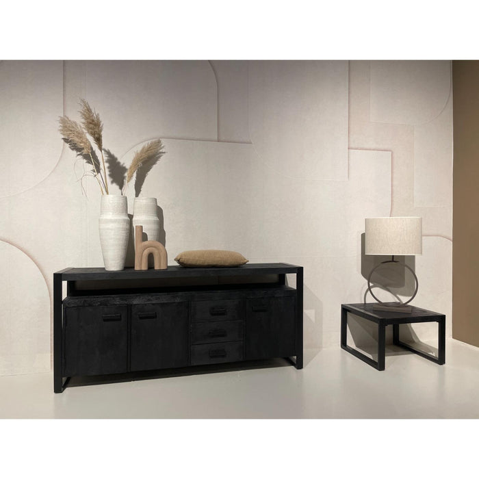 Dressoir Norris Mangohout Zwart 43x210x80 cm-Dressoirs-Livingfurn