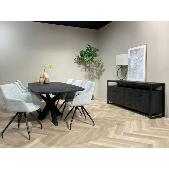 Dressoir Norris Mangohout Zwart 43x210x80 cm-Dressoirs-Livingfurn