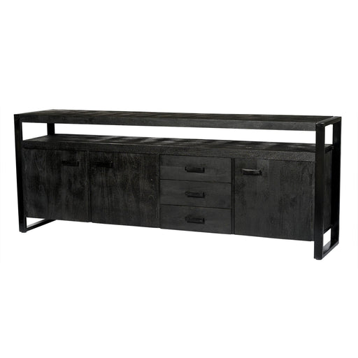 Dressoir Norris Mangohout Zwart 43x210x80 cm-Dressoirs-Livingfurn