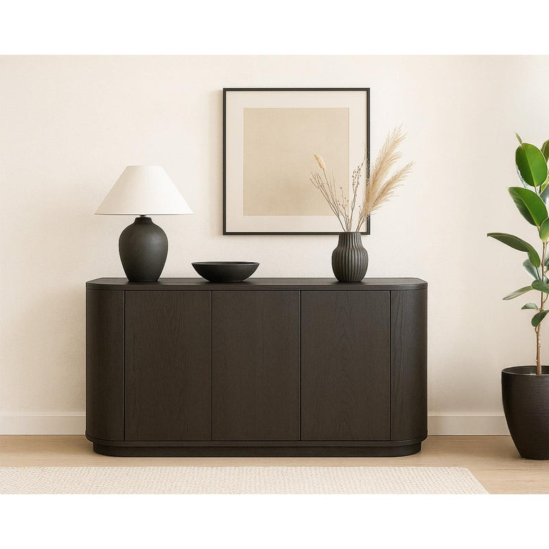 Dressoir Novero Eikenhout fineer Bruin 170x45x80 cm-Dressoirs-Livingfurn