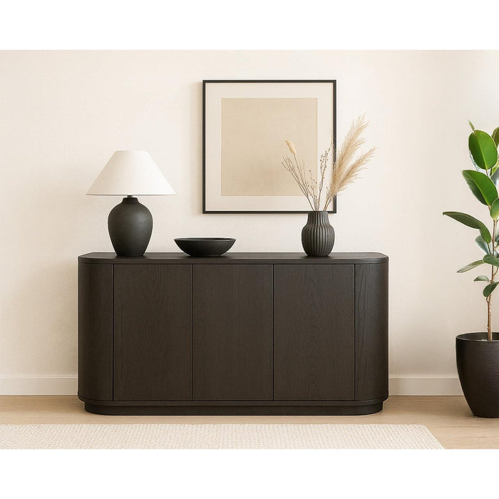 Dressoir Novero Eikenhout fineer Bruin 170x45x80 cm-Dressoirs-Livingfurn