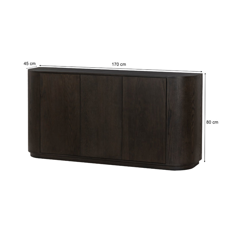 Dressoir Novero Eikenhout fineer Bruin 170x45x80 cm-Dressoirs-Livingfurn