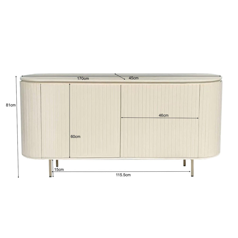 Dressoir Patou Mangohout Beige 43x170x81 cm-Dressoirs-Livingfurn