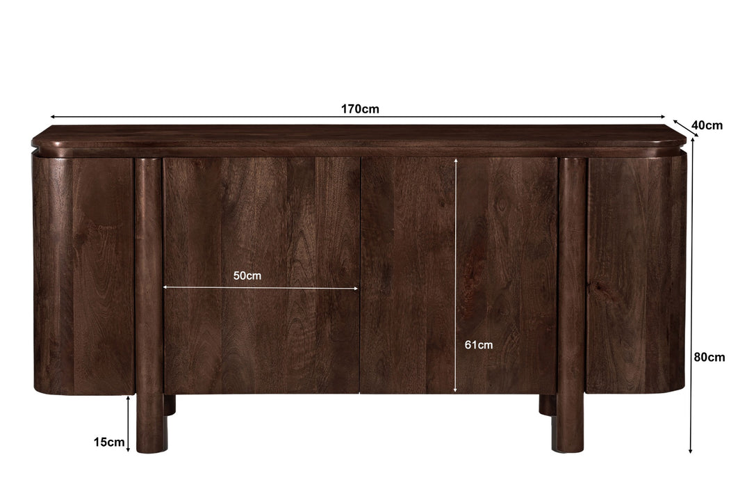 Dressoir Salano Mangohout Bruin 170x40 cm-Dressoirs-Livingfurn