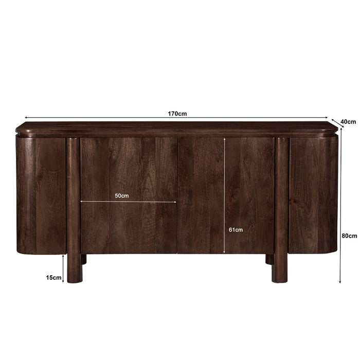 Dressoir Salano Mangohout Bruin 170x40x80 cm-Dressoirs-Livingfurn