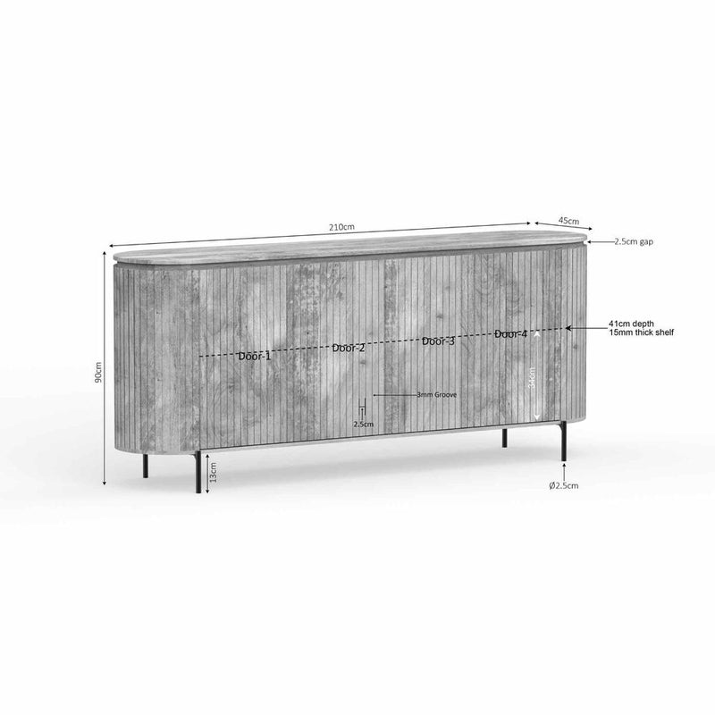 Dressoir Solana 210 cm Taupe 210x45x90 cm-Dressoirs-Starfurn