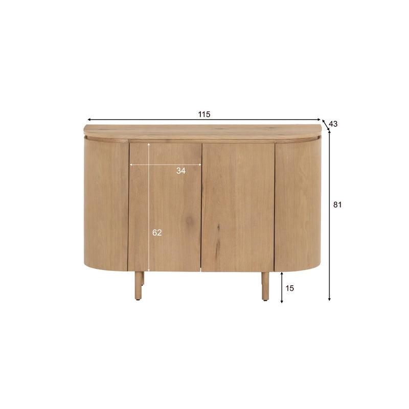 Dressoir Tobago Eikenhout fineer Naturel hout 115x43x81 cm-Dressoirs-Livingfurn