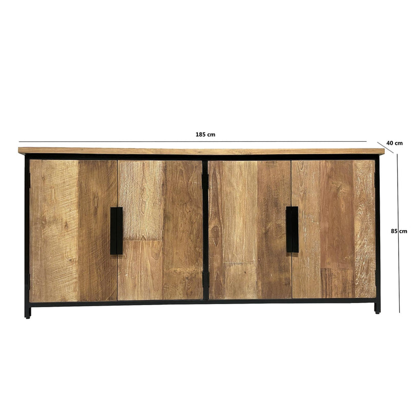 Dressoir Tomar Teakhout Naturel hout 185x40x85 cm-Dressoirs-Livingfurn