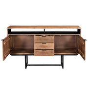Dressoir Valdez Mangohout Naturel hout 150x40x80 cm-Dressoirs-Livingfurn