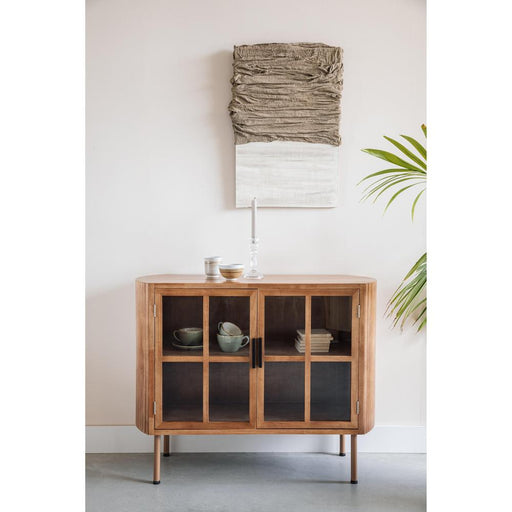 Dressoir Yaz High Rubber hout Bruin 38x100 cm-Dressoirs-Creating Home
