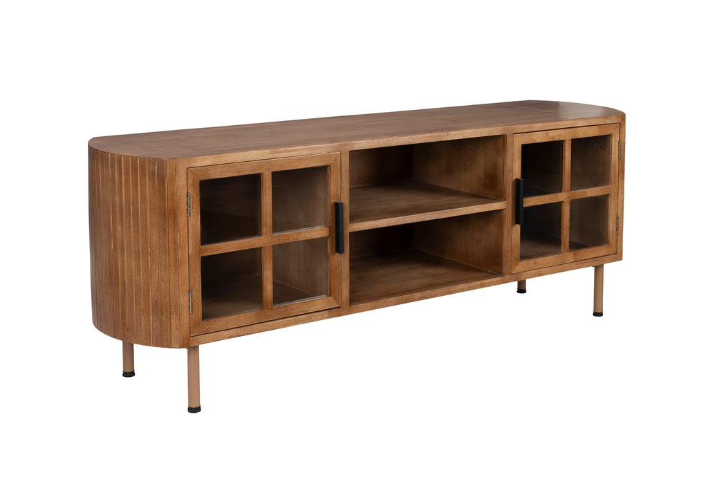 Dressoir Yaz Low Rubber hout Bruin 38x150 cm-Dressoirs-Creating Home