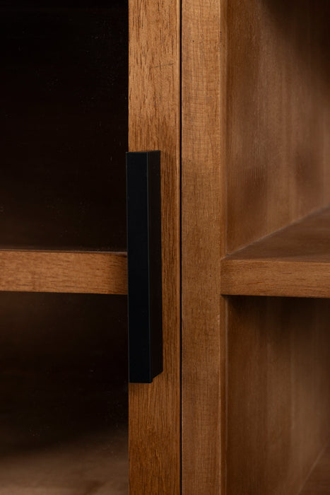 Dressoir Yaz Low Rubber hout Bruin 38x150 cm-Dressoirs-Creating Home