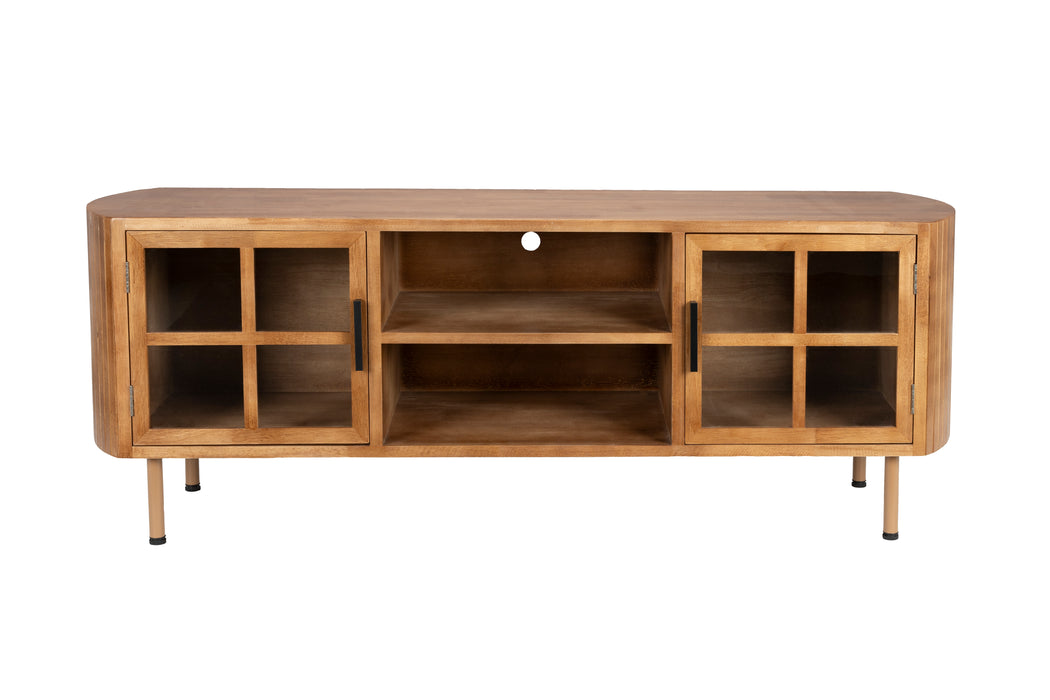 Dressoir Yaz Low Rubber hout Bruin 38x150 cm-Dressoirs-Creating Home