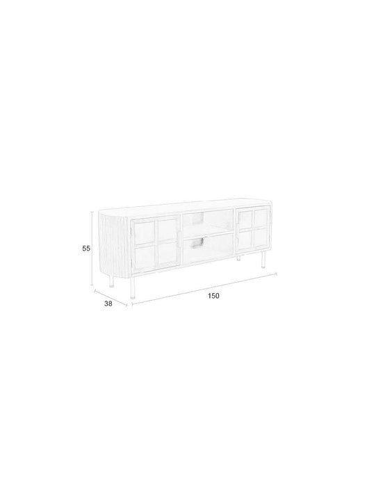Dressoir Yaz Low Rubber hout Bruin 38x150 cm-Dressoirs-Creating Home