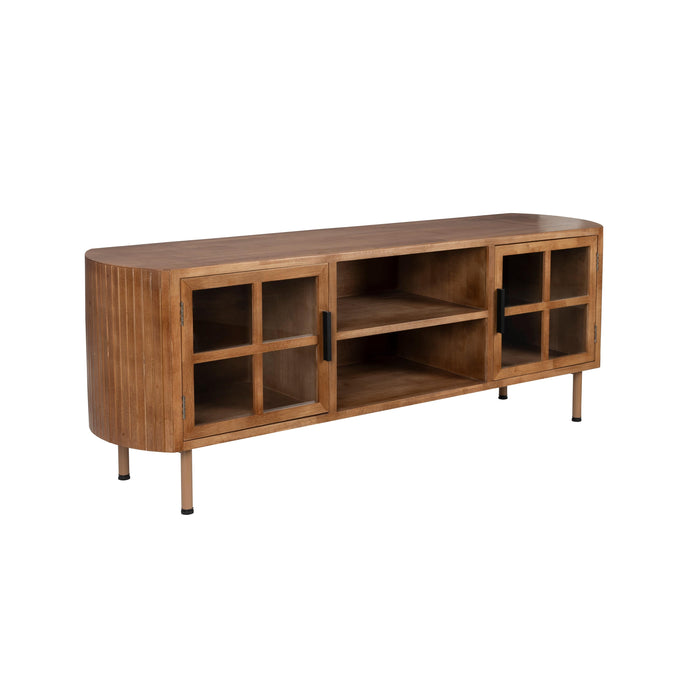 Dressoir Yaz Low Rubber hout Bruin 38x150 cm-Dressoirs-Creating Home