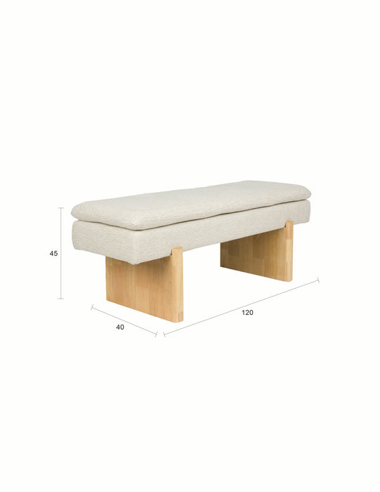 Eetkamerbank Jappo Polyester, Pine hout Grijs 120x40 cm-Eetkamerbanken-Creating Home