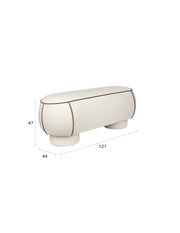 Eetkamerbank Marina L Polyester, Hout Wit 44x121 cm-Eetkamerbanken-Creating Home