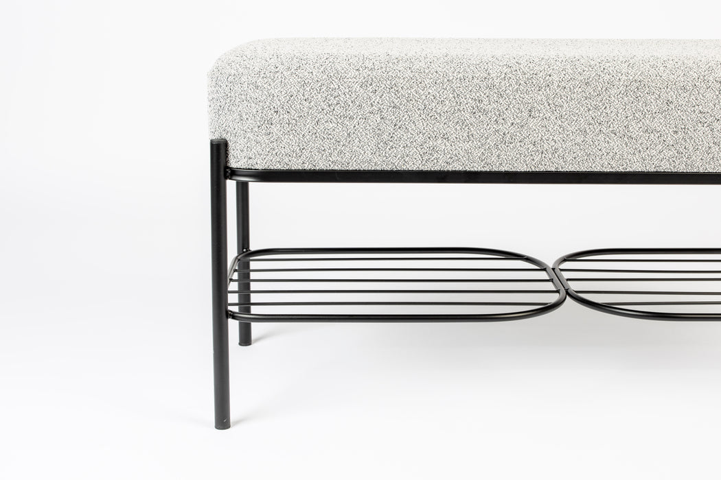 Eetkamerbank Milou Stof, Polyester, Metaal Grijs 90x35-Eetkamerbanken-Creating Home