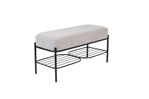 Eetkamerbank Milou Stof, Polyester, Metaal Grijs 90x35-Eetkamerbanken-Creating Home