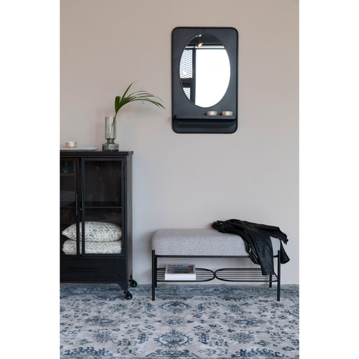 Eetkamerbank Milou Stof, Polyester, Metaal Grijs 90x35-Eetkamerbanken-Creating Home