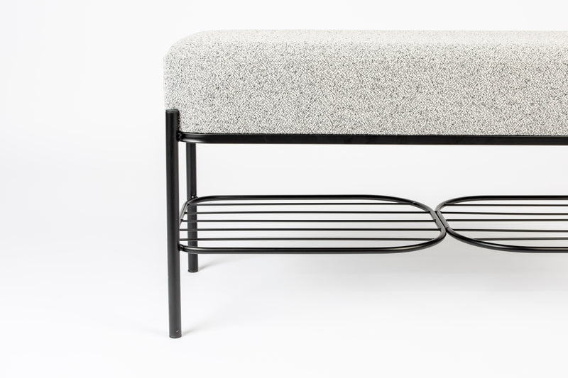 Eetkamerbank Milou Stof, Polyester, Metaal Grijs 90x35-Eetkamerbanken-Creating Home