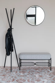 Eetkamerbank Milou Stof, Polyester, Metaal Grijs 90x35-Eetkamerbanken-Creating Home