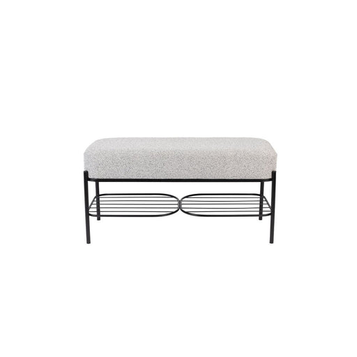 Eetkamerbank Milou Stof, Polyester, Metaal Grijs 90x35-Eetkamerbanken-Creating Home