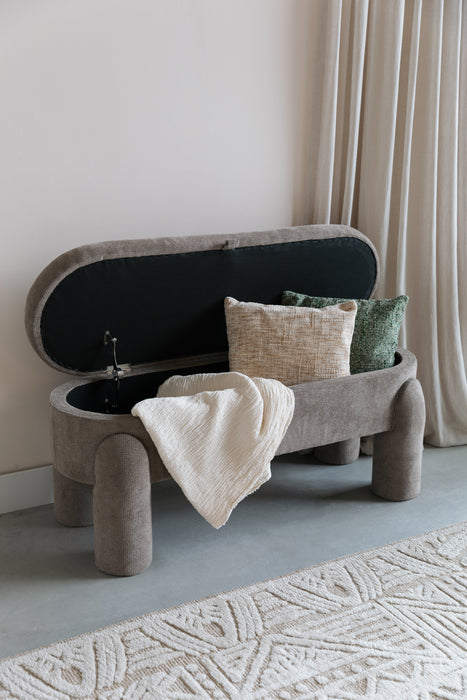 Eetkamerbank Orly Polyester, MDF Grijs 45x113 cm-Eetkamerbanken-Creating Home