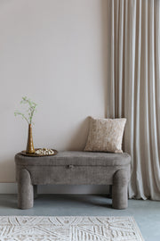 Eetkamerbank Orly Polyester, MDF Grijs 45x113 cm-Eetkamerbanken-Creating Home