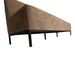 Bruine Xania eetkamerbank van 240 cm met zachte polyester bekleding en een slank zwart metalen onderstel.