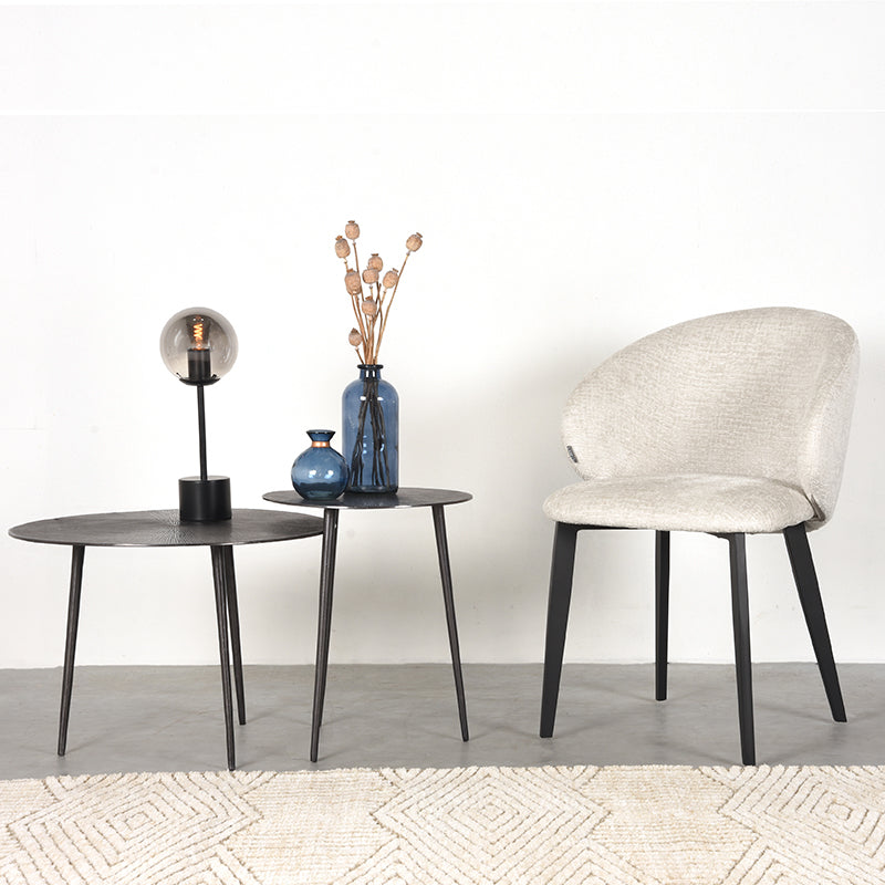 Eetkamerstoel 2de kans Eetkamerstoel Logan Crème Fluweel-Eetkamerstoelen-LABEL51