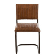 Eetkamerstoel 2de kans J-Line Stoel Modern leder/metaal cognac-Eetkamerstoelen-J-Line