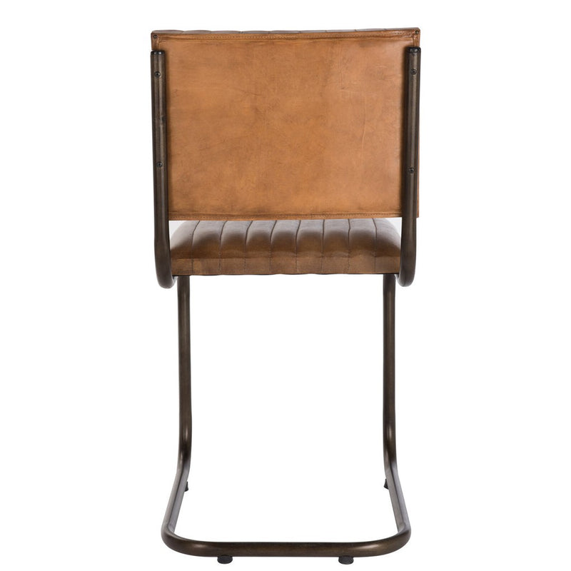 Eetkamerstoel 2de kans J-Line Stoel Modern leder/metaal cognac-Eetkamerstoelen-J-Line