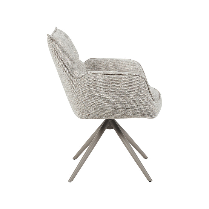 Eetkamerstoel Amalfi - Naturel - Royal Boucle - Taupe Metalen-Eetkamerstoelen-LABEL51