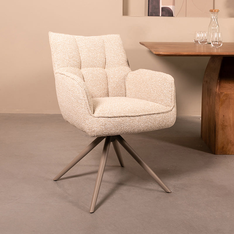 Eetkamerstoel Amalfi Naturel Royal Boucle Taupe Metalen-Eetkamerstoelen-LABEL51