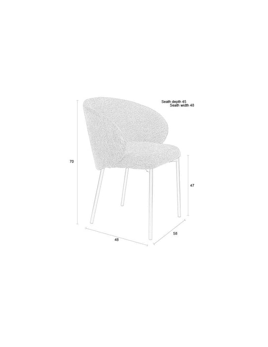 Eetkamerstoel Ayle Off Polyester Wit 48x58 cm