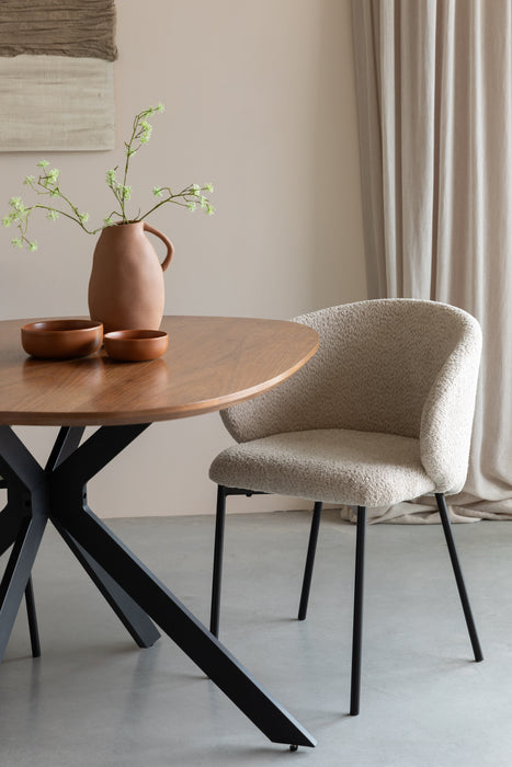 Eetkamerstoel Ayle Off Polyester Wit 48x58 cm-Eetkamerstoelen-Creating Home