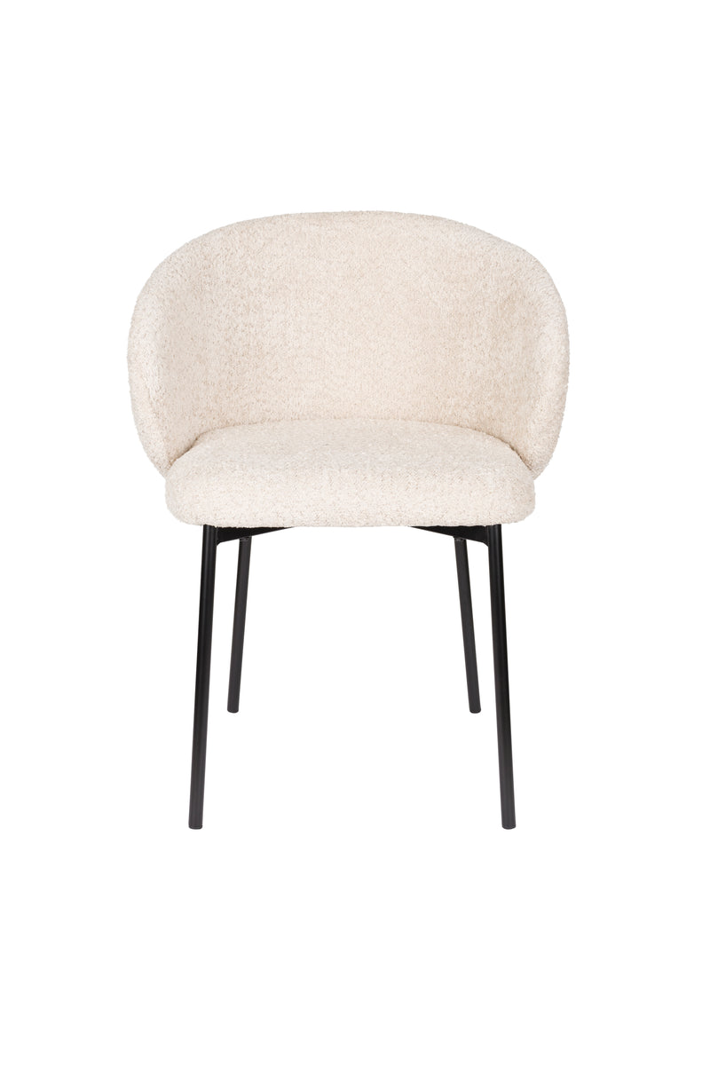 Eetkamerstoel Ayle Off Polyester Wit 48x58 cm-Eetkamerstoelen-Creating Home