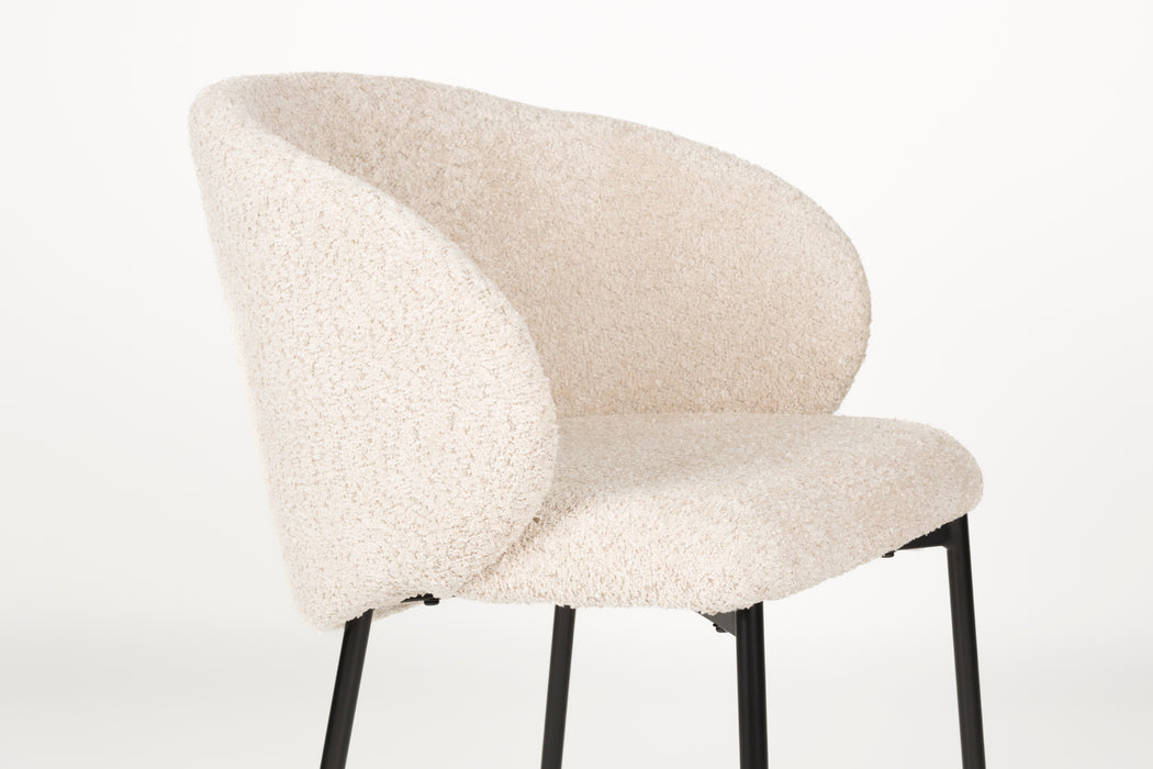 Eetkamerstoel Ayle Off Polyester Wit 48x58 cm-Fauteuils-Creating Home