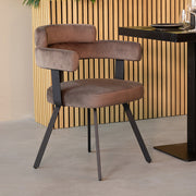 Eetkamerstoel Bardio Taupe Fluweel 62x57x79 cm-Eetkamerstoelen-LABEL51