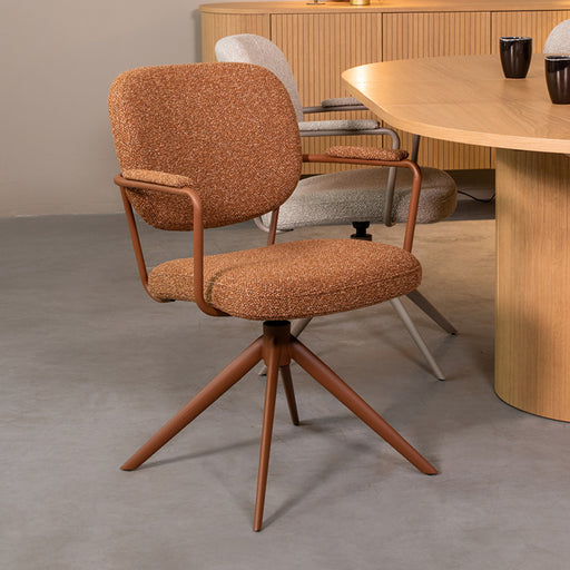 Eetkamerstoel Basel - Coral - Royal Boucle - Coral Metalen Frame-Eetkamerstoelen-LABEL51