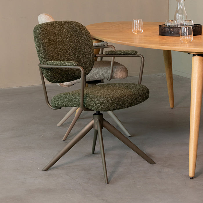 Eetkamerstoel Basel - Forest - Royal Boucle - Forest Metalen-Eetkamerstoelen-LABEL51