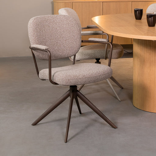 Eetkamerstoel Basel - Mushroom - Royal Boucle - Brons Metalen...-Eetkamerstoelen-LABEL51