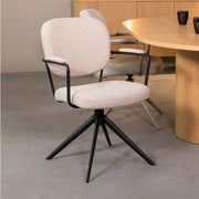 Eetkamerstoel Basel Naturel Royal Boucle Draaibaar 61x64x89 cm-Eetkamerstoelen-LABEL51