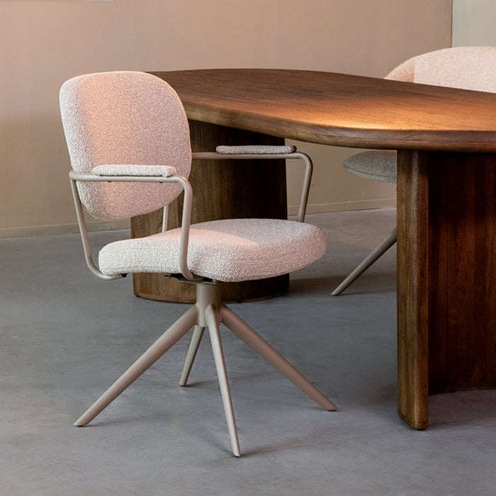 Eetkamerstoel Basel - Naturel - Royal Boucle - Taupe Metalen-Eetkamerstoelen-LABEL51