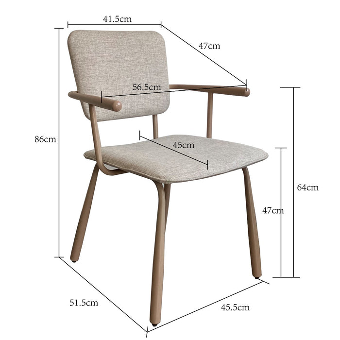 Eetkamerstoel Beige 56 cm - Stof, gecoat staal - 31440-Eetkamerstoelen-Brix